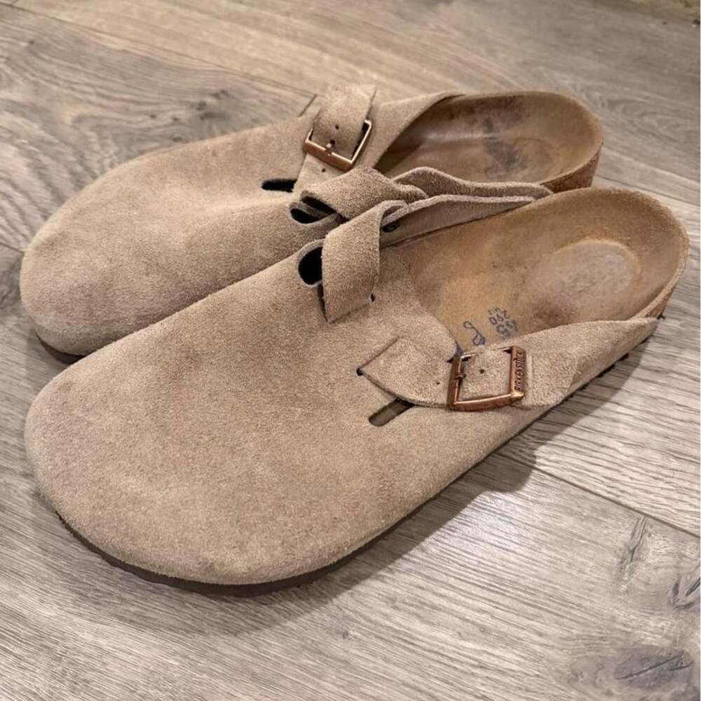 Birkenstock Boston Suede Clogs Taupe Size 45